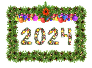 Christmas tree framework and 2024 number