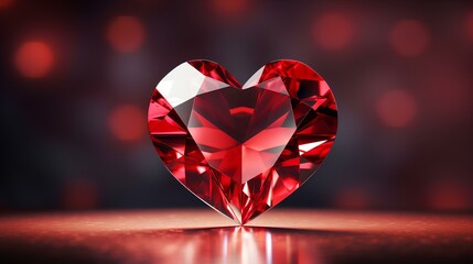 Red ruby ​​hearts. Luxurious crystal Valentine. Symbol of love. Vector illustration of a heart made of diamonds. Jewelry. generative AI