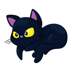 Cute black cat cartoon character Vector