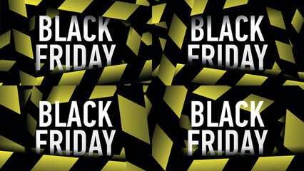 Set of vector horizontal banners for shopping holiday Black Friday. Yellow-black striped cross line. Template for advertising, social media. Desktop wallpaper, screensaver. Concept of sale, discount