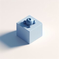 3d white cube with something on it