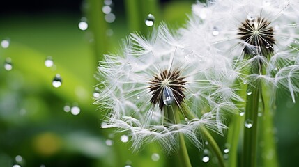 dandelion flower with water drops