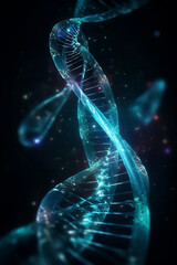 bioluminescent DNA strands carried away by universe, Generative AI