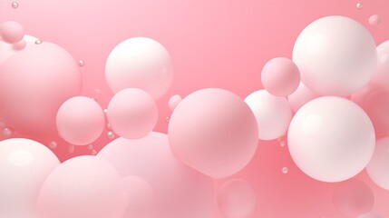Delicate background for beauty advertising. Delicate pink background with white spheres. Pastel pink color background. Abstract background for banner