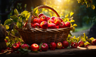 A Basket Overflowing With Juicy, Ripe, and Vibrant Red Apples