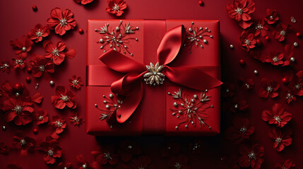 Winter Wonderland: A Beautifully Wrapped Gift Box with Ribbons Generative Ai