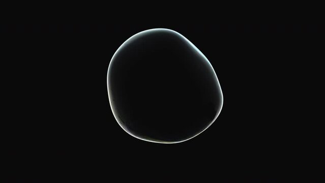 Soup bubble floating in the air Seamless loop. Isolated on black background, luma mate included