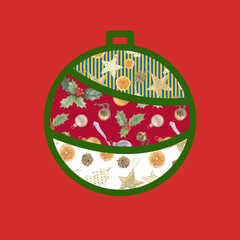 Bright Christmas graphic composition with watercolor elements. For cards, banners.