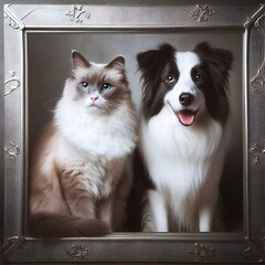 cat and dog in the frame