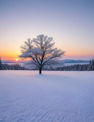winter landscape with a tree
