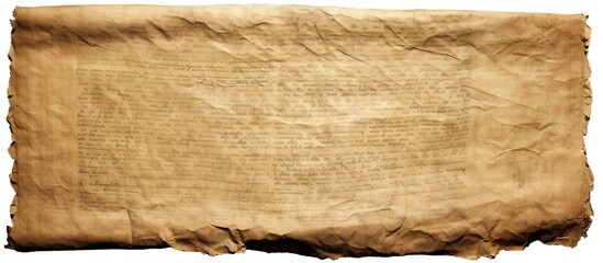Old paper manusript scroll isolated on white vertically oriented - obrazy, fototapety, plakaty