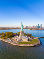 Aerial photo tour to the Statue of Liberty New York. This is a top destination when visiting the USA © Felix Mizioznikov