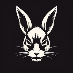 A White Rabbit Head Sign or Logo on a Black Background