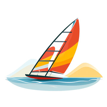 Simplified flat art image of a windsurf