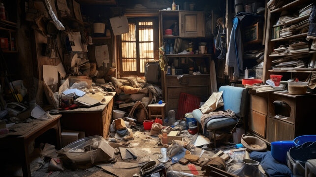 Interior of hoarder's house