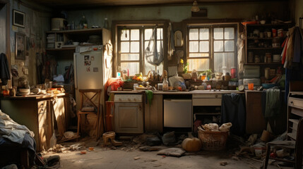 Interior of hoarder's house