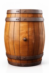 Obraz premium Wooden barrel isolated on white background. Generative Ai