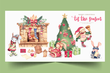 Obraz na płótnie Canvas cute christmas scene with lovely characters design vector illustration