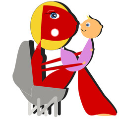 Mother sings lullaby to her beloved baby who expresses a complacent smile.