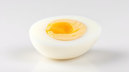 boiled egg cut on a white background.