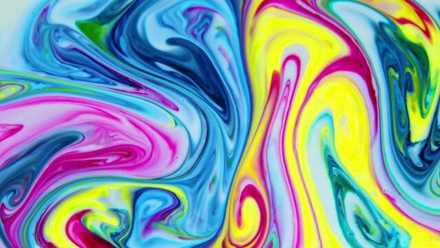 The swirled paints form colorful curved layers. This clip can be used as background for different kinds of projects such as advertisements, presentations, reports, music videos, websites, mobile apps,