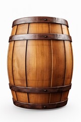 Fototapeta premium Wooden barrel isolated on white background. Generative Ai