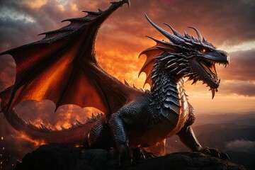 red dragon in the night