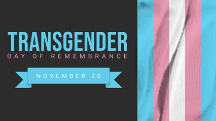 Transgender Day of Remembrance on November 20 typography animation. Transgender flag animation
