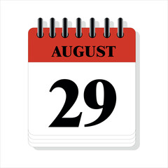 August 29 calendar date design