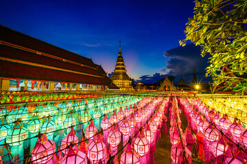 Beautiful Lanna lamp lantern are northern thai style lanterns in Loi Krathong or Yi Peng Festival...