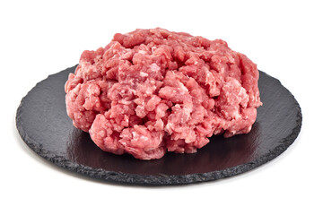 Minced meat, pork, beef, forcemeat, isolated on white background.