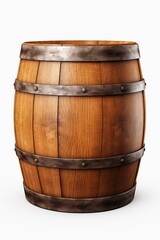 Obraz premium Wooden barrel isolated on white background. Generative Ai
