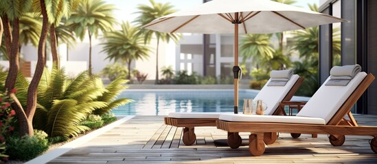 Beautiful swimming pool in the tropical resort of 5-star Rosa Alba hotel in Tuy Hoa City, Phu Yen Province, Vietnam