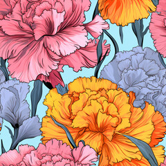Carnation Seamless pattern floral background