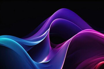 Windows 11 abstract purple and blue waves background - obrazy, fototapety, plakaty