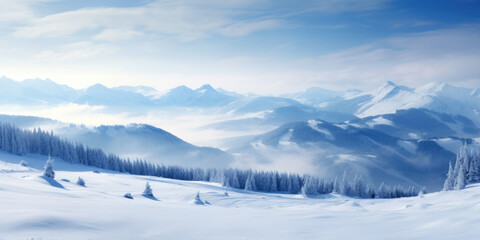 Obraz premium winter landscape in a snowy mountains