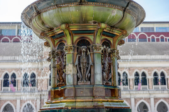 Kuala Lumpur, Malaysia - September 4, 2016: Horse Fountain, or  the Cop's Fountain, built in 1897 as a memorial to police officer Steve Harper. Dataran Merdeka (Independence Square)