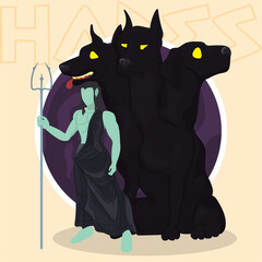 Isolated colored hades with cerberus greek god character Vector