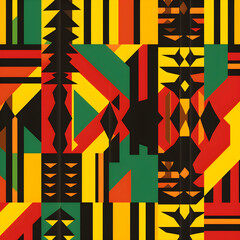 African Kente style with a repetitive design pattern on the Pan-African flag for Juneteenth,