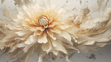 Dahlia petals macro. Chrysanthemum flower head. Floral abstract background. Illustration for cover, card, postcard, interior design, banner, poster, brochure or presentation. - obrazy, fototapety, plakaty