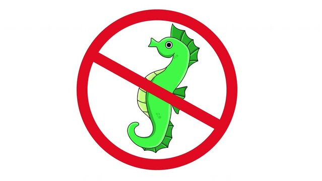 Animation of the forbidden icon and the seahorse icon