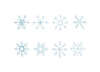 snowflakes set. Snow patterns isolated on a white background. Snowflake doodle. Vector illustration