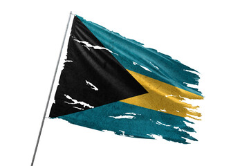 Bahamas torn flag on transparent background.