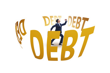 Debt and loan concept with businessman