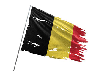 Belgium torn flag on transparent background.