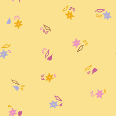 Starflowers and leaves pattern in cream background.