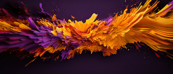3d splash art background in purple, yellow and orange color
