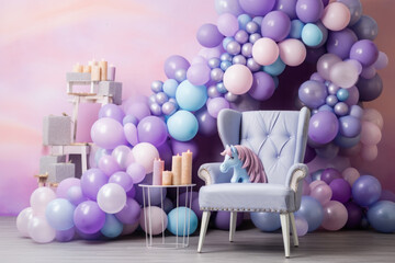 birthday decorations, balloon arrangements,