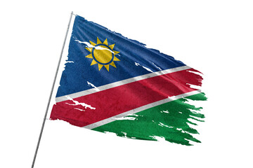 Namibia torn flag on transparent background.