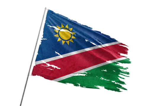 Namibia torn flag on transparent background.
